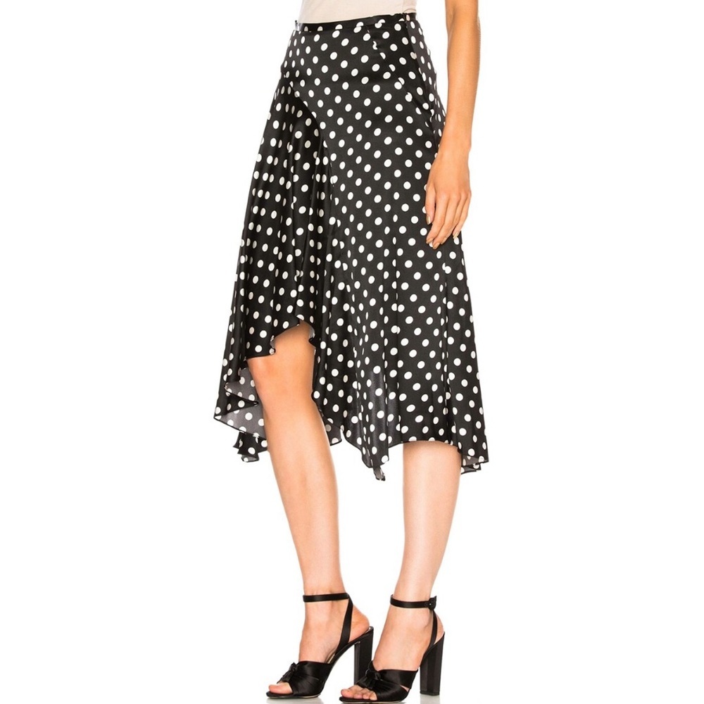 Caroline Constas silk black polka dot ruffles Flounce Skirt EUC - Picture 4 of 11